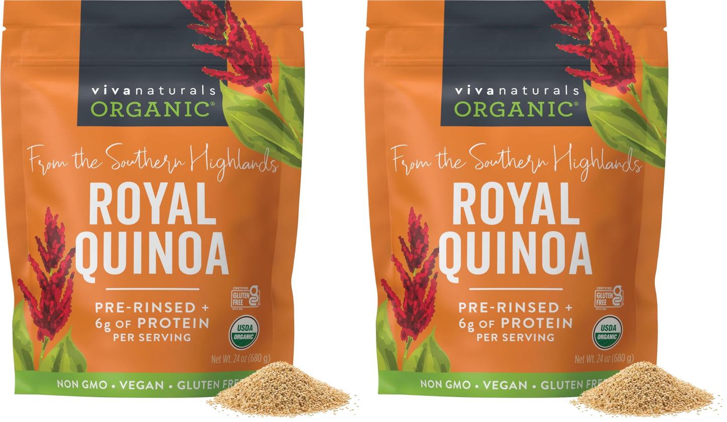 Viva Naturals Organic Quinoa, 4 lb – Pre-Washed Whole Grain, Plant Protein, USDA Organic, Gluten-Free, Non-GMO, Vegan, Kosher Rice and Pasta Substitute