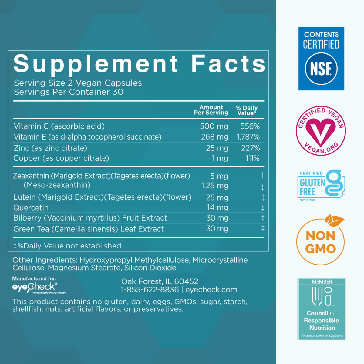 Natural Eye Health Vitamins with Bilberry Zeaxanthin Lutein - Macular Supp