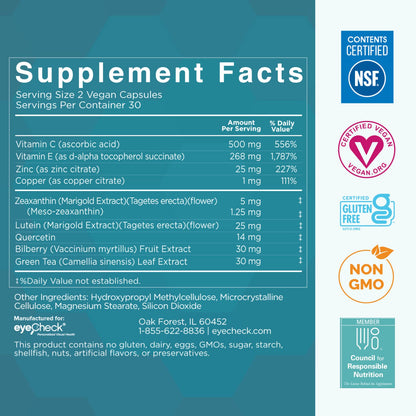 Natural Eye Health Vitamins with Bilberry Zeaxanthin Lutein - Macular Supp
