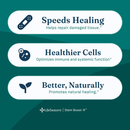 LifeSeasons Stem Boost-R - Stem Cell Support - Naturally Repair Damaged Tissue - Vitamin Supplement Rich in Antioxidants - Royal Jelly, Spirulina, Blueberry, Brown Seaweed & L-Carnosine - 120 Capsules
