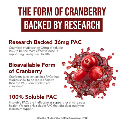 CranEaze®: Cranberry Juice Extract Plus D-Mannose – 36 mg PAC, 100% Soluble PAC - Supports Urinary Tract Health – Most Effective Cranberry Pills for Women, UTI Cranberry Supplement - 60 Capsules