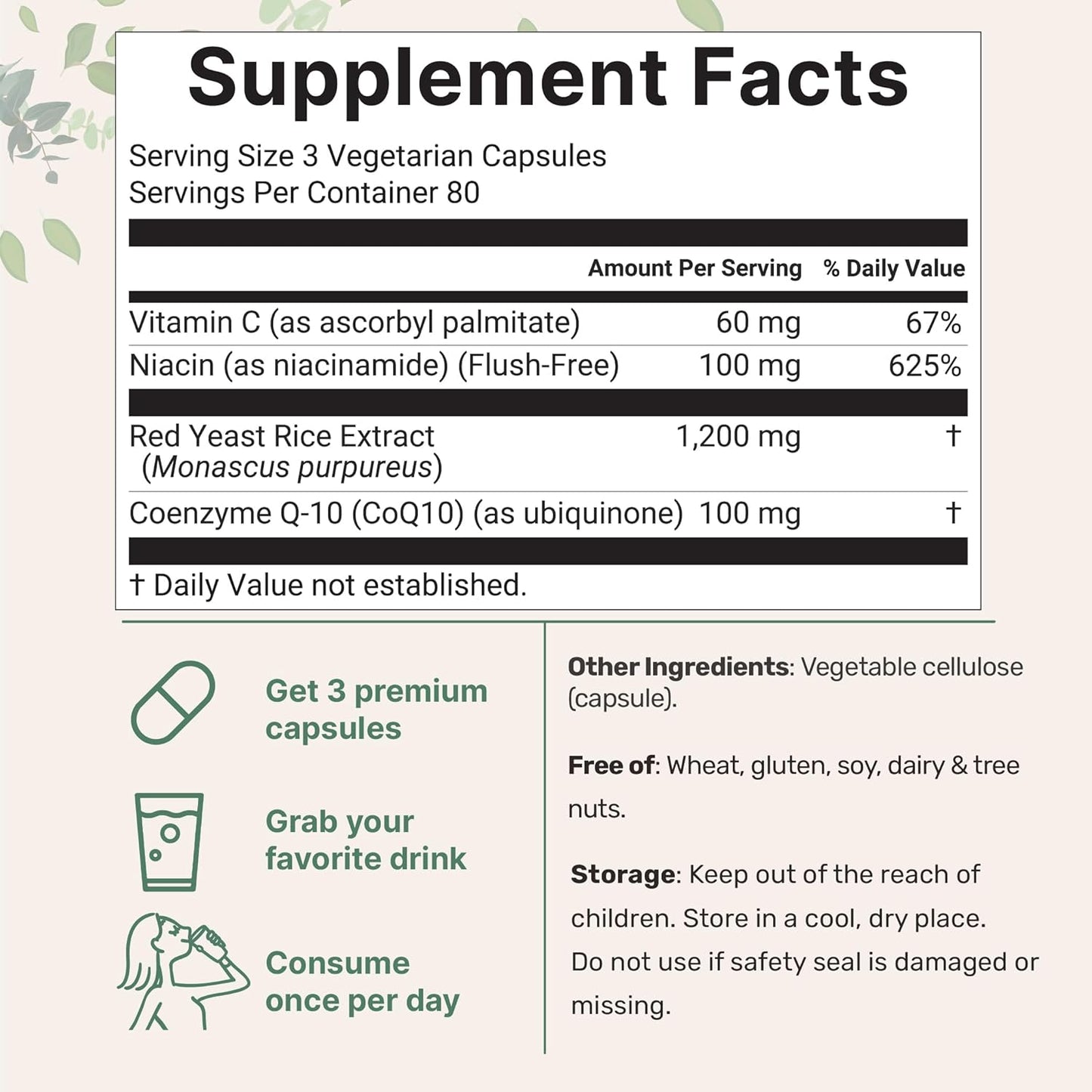 Micro Ingredients Red Yeast Rice with CoQ10 1200mg, 240 Veggie Capsules | Cholesterol Support & Heart Health Supplements* | 4-in-1 with Flush Free Niacin & Fat Soluble Vitamin C | Filler Free, Non-GMO