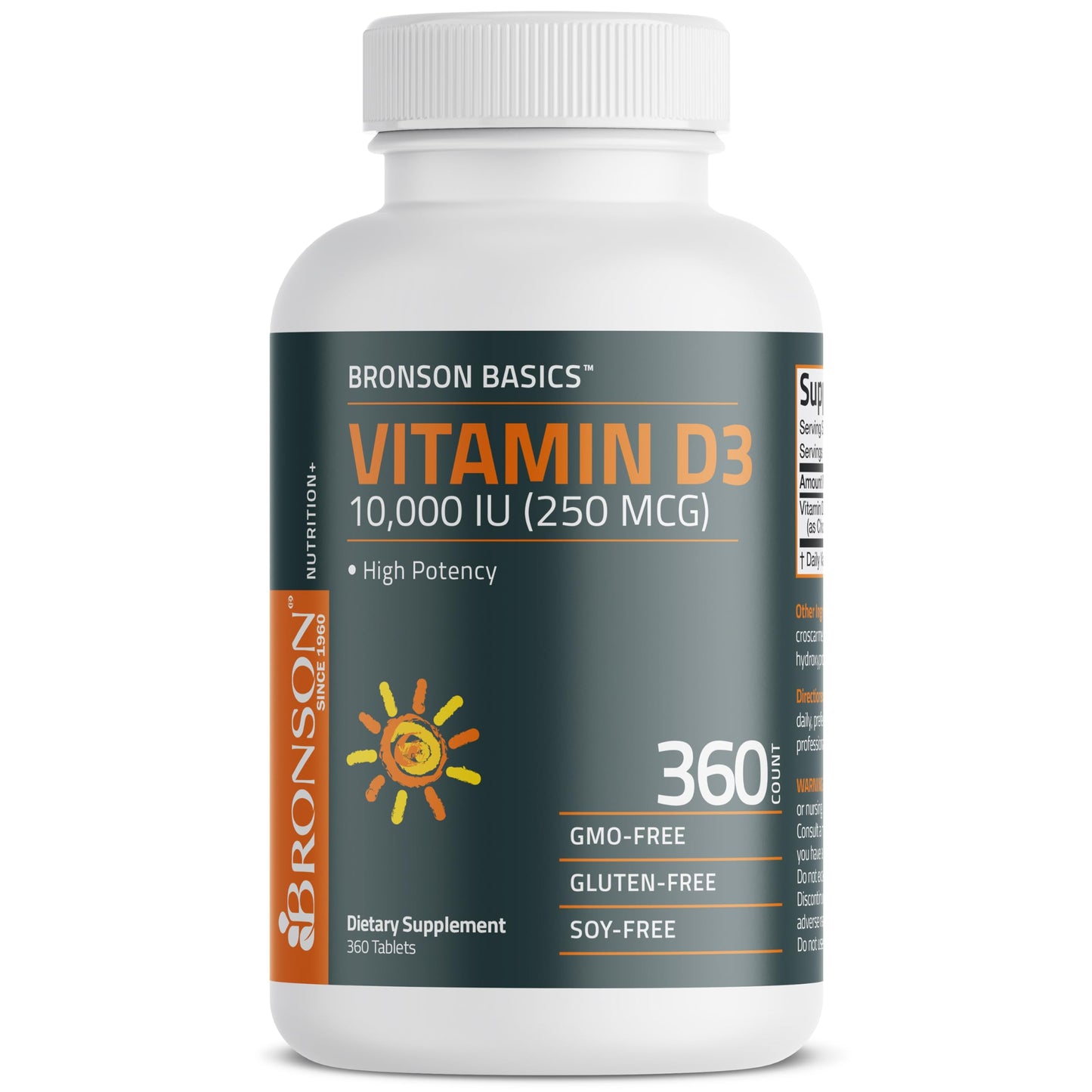 Bronson Vitamin D3 10,000iu (250mcg) Healthy Muscle Function and Immune Support, Non-GMO, 360 Tablets