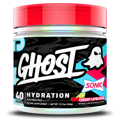 GHOST Hydration Sticks, Electrolyte Powder Packets, Sonic Cherry Limeade - 24 Sugar Free Instant Electrolyte Drink Mix - Caffeine-Free Daily Hydration & Immune Support with Clean Formula