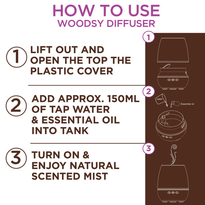 GuruNanda Woodsy Ultrasonic Diffuser & Cool Mist Humidifier - Aromatherapy Diffuser