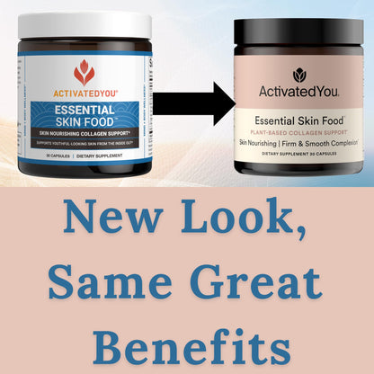 ACTIVATEDYOU Essential Skin Food, Advanced Skincare Collagen Elastin Support Supplement for Aging Skin, Helps Improve Appearance of Face Texture, Sagging w/Dermaval, Vitamin C (30 Count (Pack of 3))
