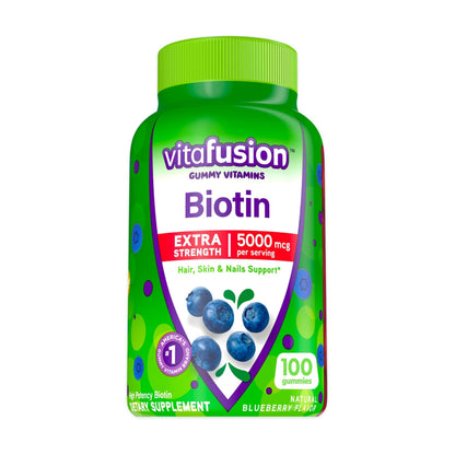 vitafusion Extra Strength Biotin Gummy Vitamins, Berry Flavored, 5,000 mcg Biotin Vitamins