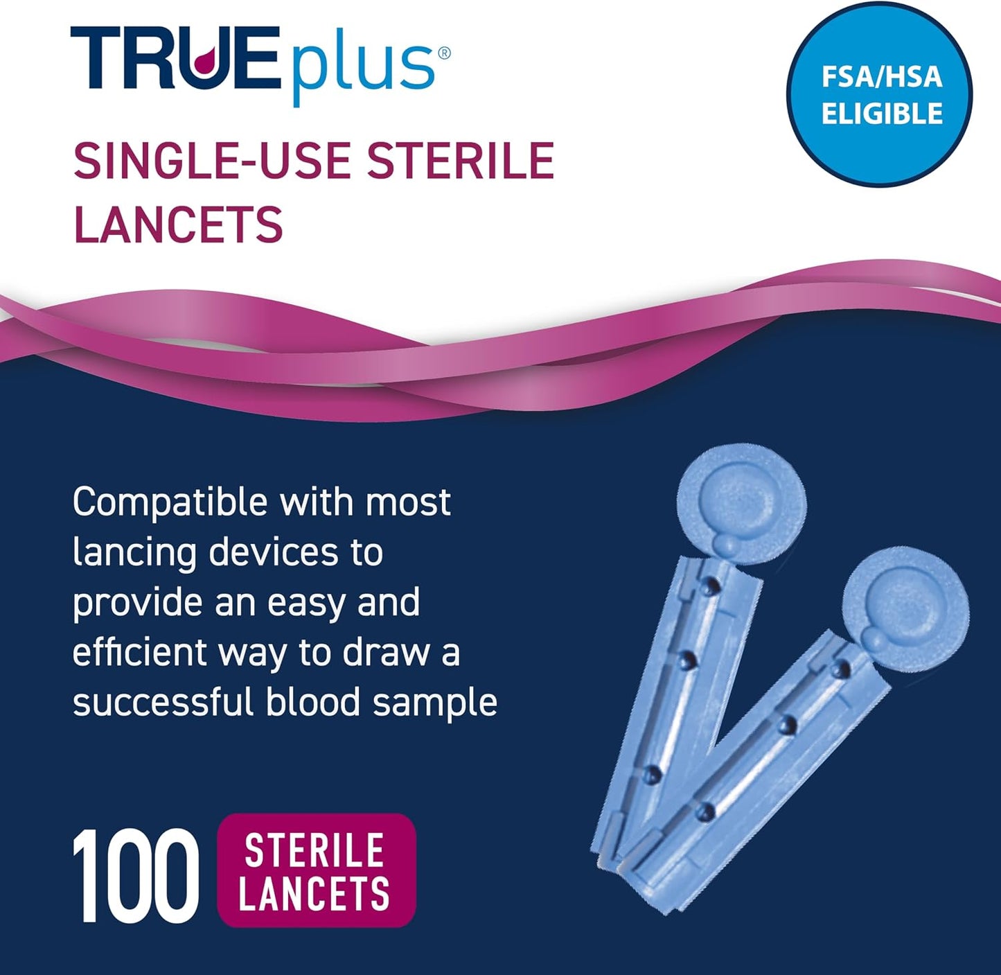 TRUE METRIX Glucose Test Strips 100 Count, TRUEplus 30G Lancets 100 Count | Blood Glucose Test Strips and Lancets, Compatible with TRUE METRIX Family of Self Monitoring Blood Glucose Meters