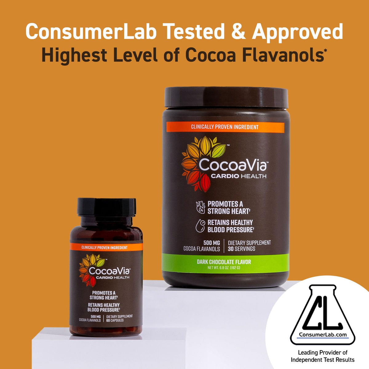 CocoaVia Cardio Health Supplement, 30 Day, 500mg Cocoa Flavanols, Support Heart Health