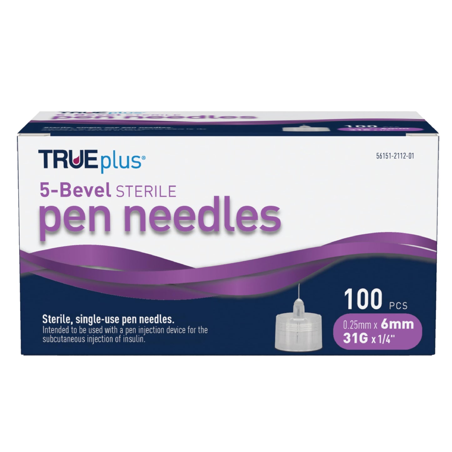 TRUEplus 5-Bevel Sterile Pen Needles, 32G x 4mm (5/32 Inch), 50 Count | For Use with Pen Injection Device, Single-Use Needles, Compatible Thread with Major Pen Devices, Silicone Coated