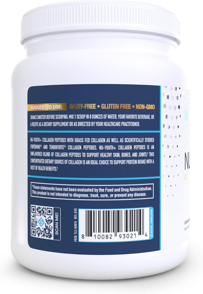 NuEthix Formulations Nu-Youth + Collagen Protein, Collagen Peptides, May Help Support Bones and Joints Dietary Supplement, 30 Servings