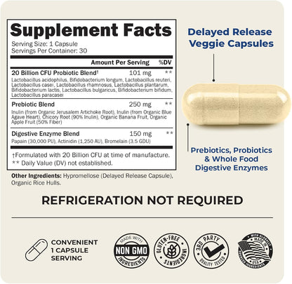 Advanced Prebiotics & Probiotics for Women & Men, 30 Capsules
