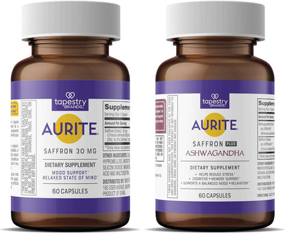 Saffron Ashwagandha & Saffron Supplement Bundle | Stress Management, Mood Support, Long-Term Memory. Vegetarian Friendly, Non-GMO, Gluten-Free, Soy-Free