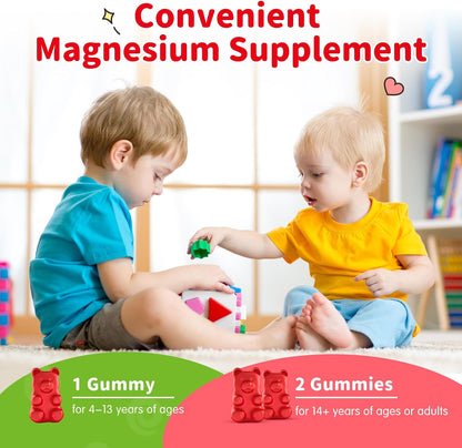 2 Pack Magnesium Gummies for Kids & Adults- Magnesium Glycinate Complex