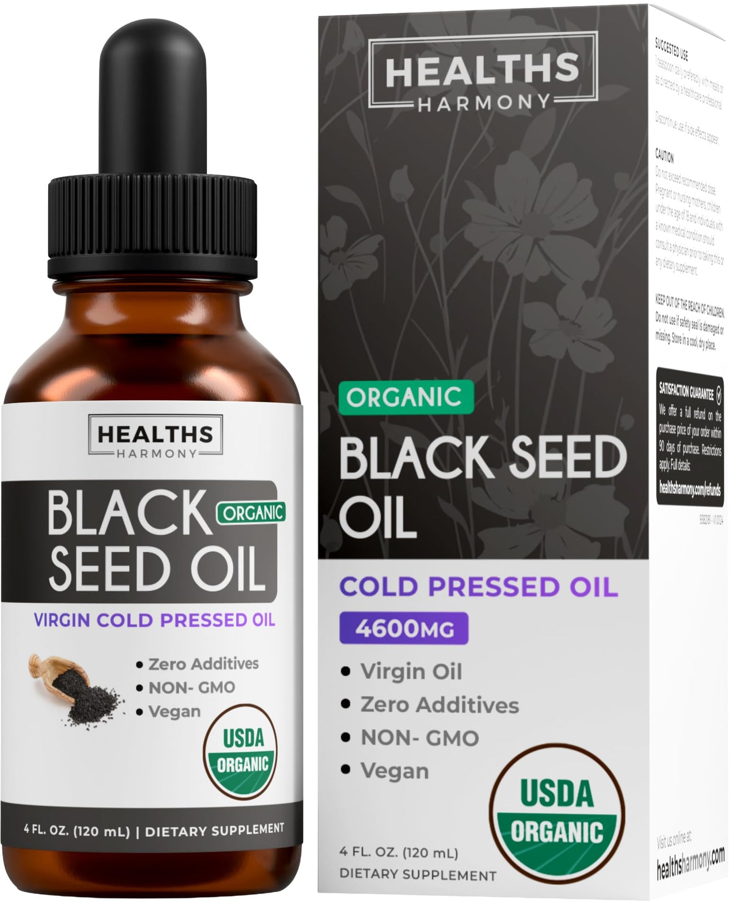 USDA Organic Black Cumin Seed Oil Liquid (8 fl oz) Premium Cold-Pressed Nigella Sativa Producing Pure - Antioxidant Supplement - Vegan, Gluten-Free, & Non-GMO (No Pills or Capsules)
