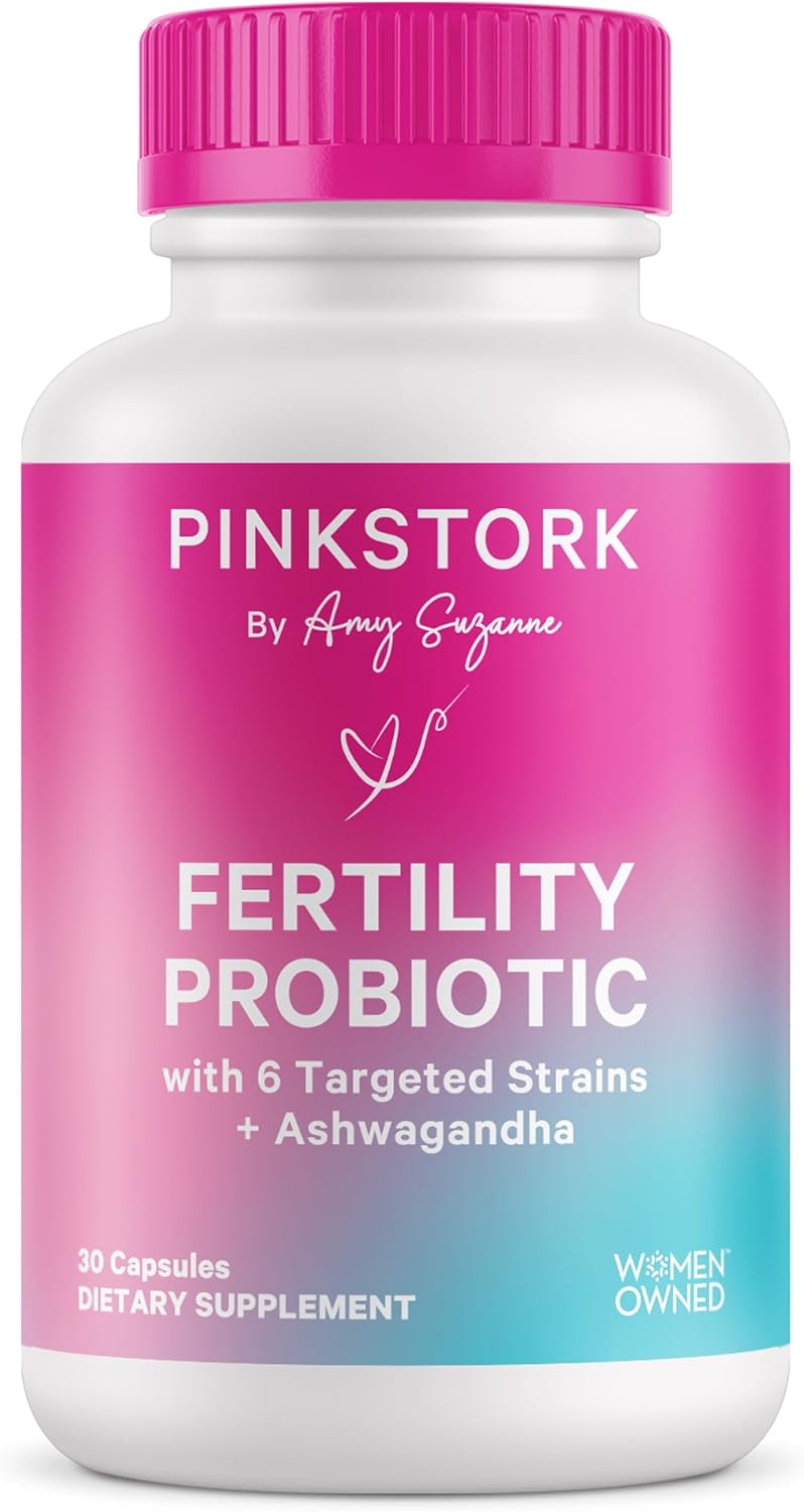 Pink Stork Fertility Support Probiotics for Women with Ashwagandha for Vaginal Health, Conception, pH Balance, Hormone Balance, and Gut Flora, Fertility Supplements for Women, 30 Capsules