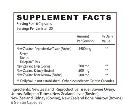 Bovine Organ Complex 3000mg per Serving (30 Servings) | Pancreas, Liver, Spleen, Kidney, Heart (600 Mg per Organ per Capsule) Grass Fed