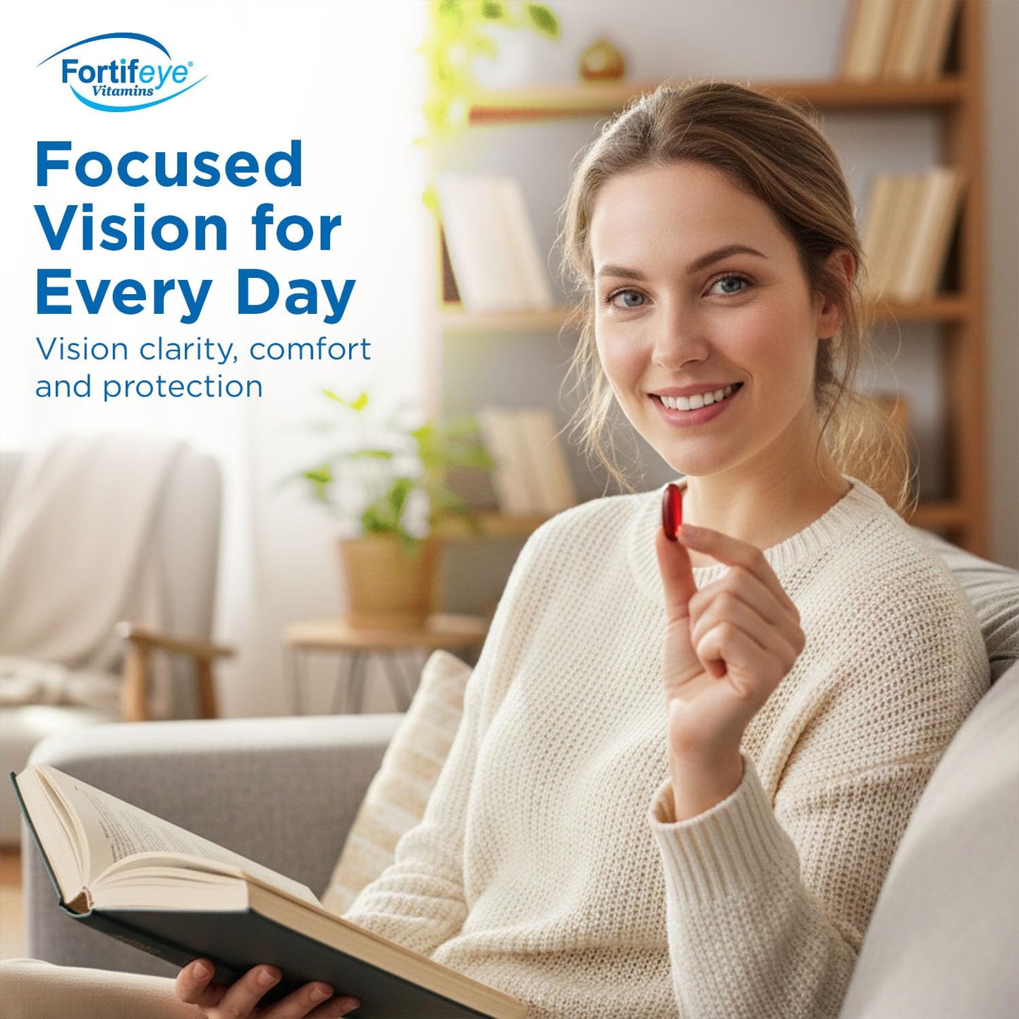 Fortifeye Focus Eye Care Supplement 30 Softgel Capsules - Triple Carotenoid Including Astaxanthin, Lutein, and Zeaxanthin Supplements, Eye Vitamins, Supports Eyes Fatigue and Blue Light Protection