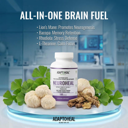 ADAPTOHEAL Neuroheal Cognitive Function Lion's Mane, Bacopa (90 Caps)