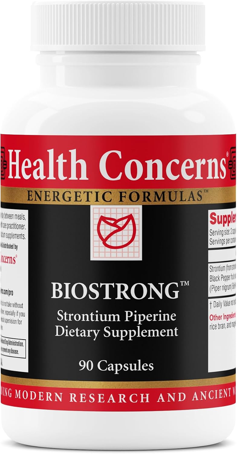 Health Concerns BioStrong – Bone Strength & Density Support Supplement – Strontium & BioPerine Black Pepper Extract for Joint Mobility – Chinese Herbal Blend for Men & Women – 90 Capsules