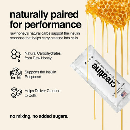 CODE Creatine Honey, 5g Creatine Monohydrate Gel, No Powder, 15 Count