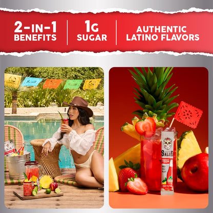 Salud x Jarritos 2-Pack | 2-in-1 Energy + Focus (Fruit Punch) & Energy + Focus (Lime) – 15 Servings Each, Agua Fresca Drink Mix, Non-GMO, Gluten Free, Vegan, Low Calorie, 1g of Sugar
