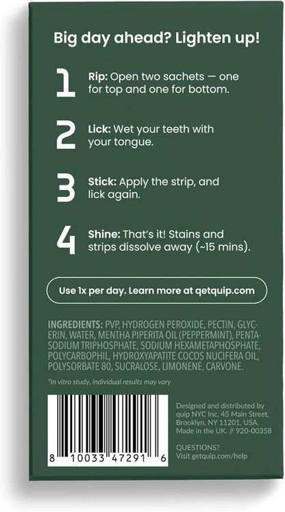 quip Dissolvable Teeth Whitening Strips, Rapid, Fast Acting, 40 Strips