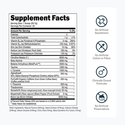 Transparent Labs Bulk Pre-Workout (30 Servings, Peach Mango) & BCAA Glutamine (30 Servings, Tropical Punch)