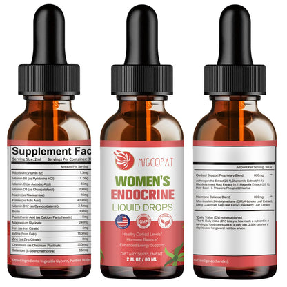 Migcopat Women Endocrine Superfood Supplement Liquid Drops, Supports Healthy Cortisol Levels, Hormonal Balance, Gut Health, Mood, Sleep Support, Multivitamin+Inositols, Rhodiola, DIM