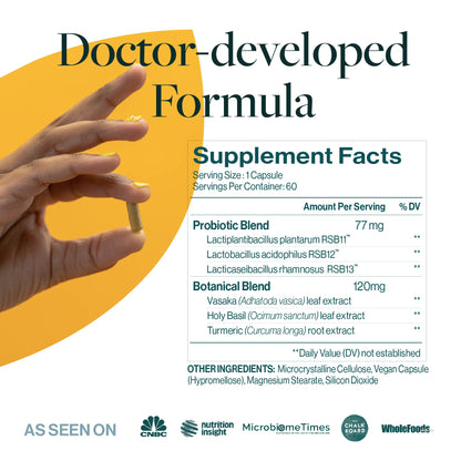 ResBiotic | resB Lung Support Supplement | Dr Formulated Probiotics with Turmeric & Holy