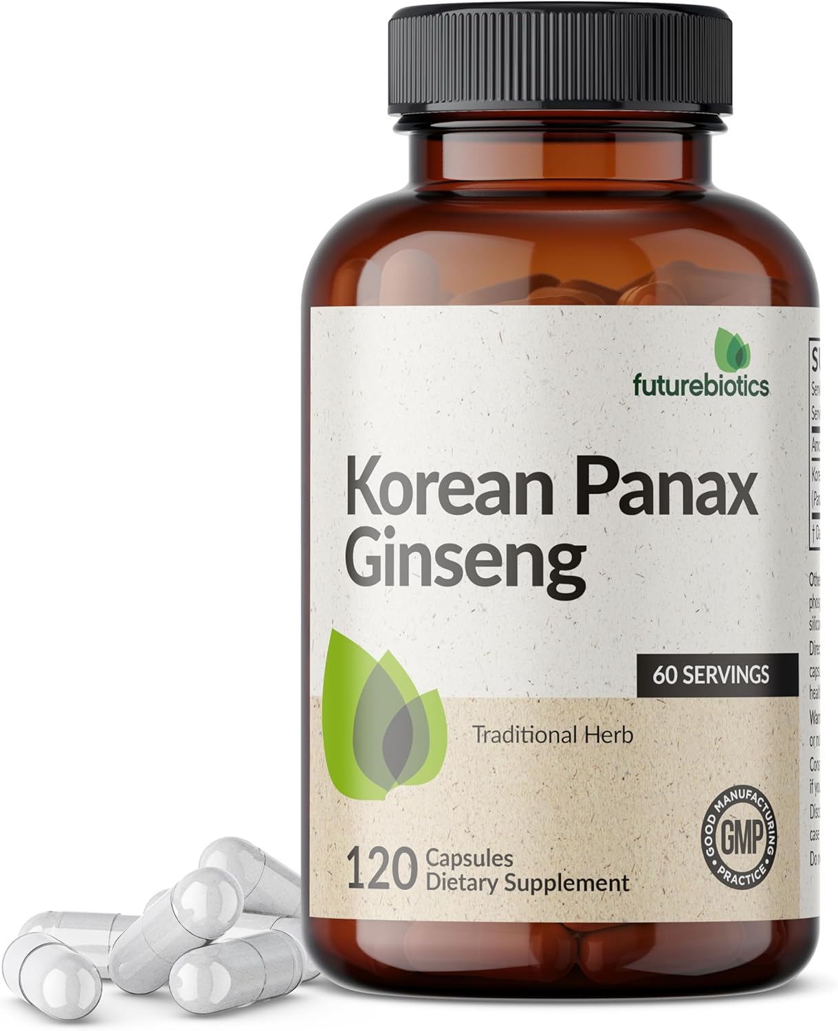 Futurebiotics Korean Panax Ginseng Energy, Memory & Brain Health Support, Non-GMO, 120 Capsules