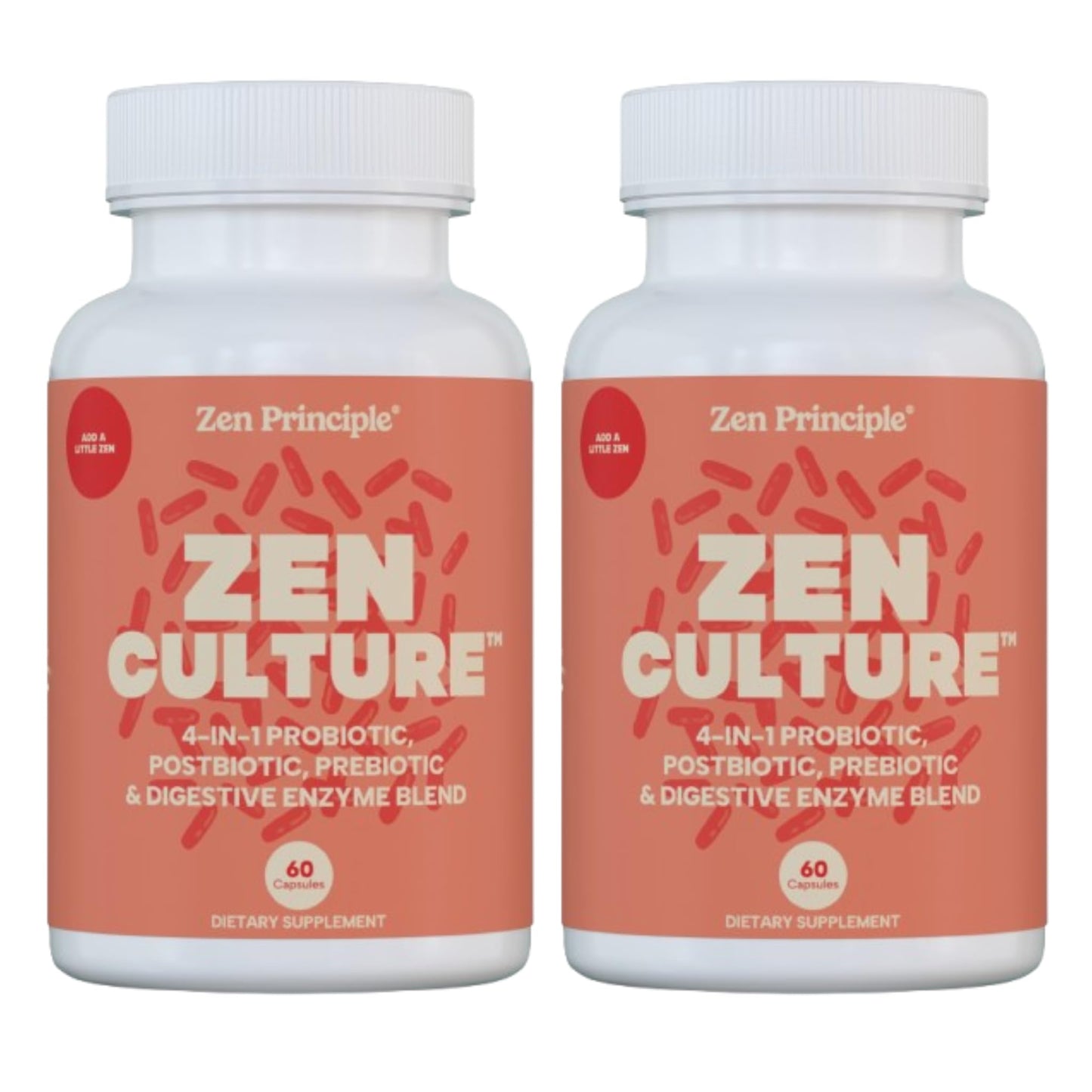 Zen Principle Zenculture™ – 4-in-1 Synbiotic Supplement (Probiotic + Prebiotic + Postbiotic + Digestive Enzymes) with CoreBiome®. Anti Bloating, Immune & Brain-Gut Health. 60 Capsules