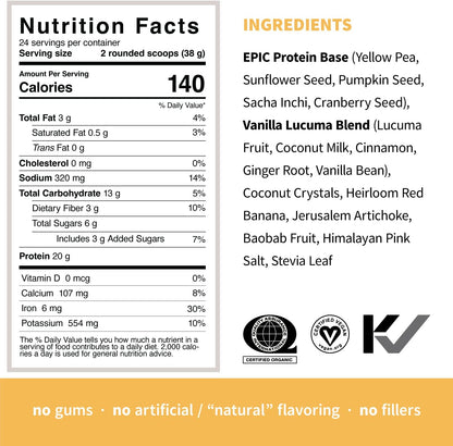 Sprout Living Epic Protein Bundle - Original, Chocolate Maca & Vanilla Lucuma (20g Organic Plant-Based Protein Powder, Vegan, Superfoods) | 2lb, 24 Servings