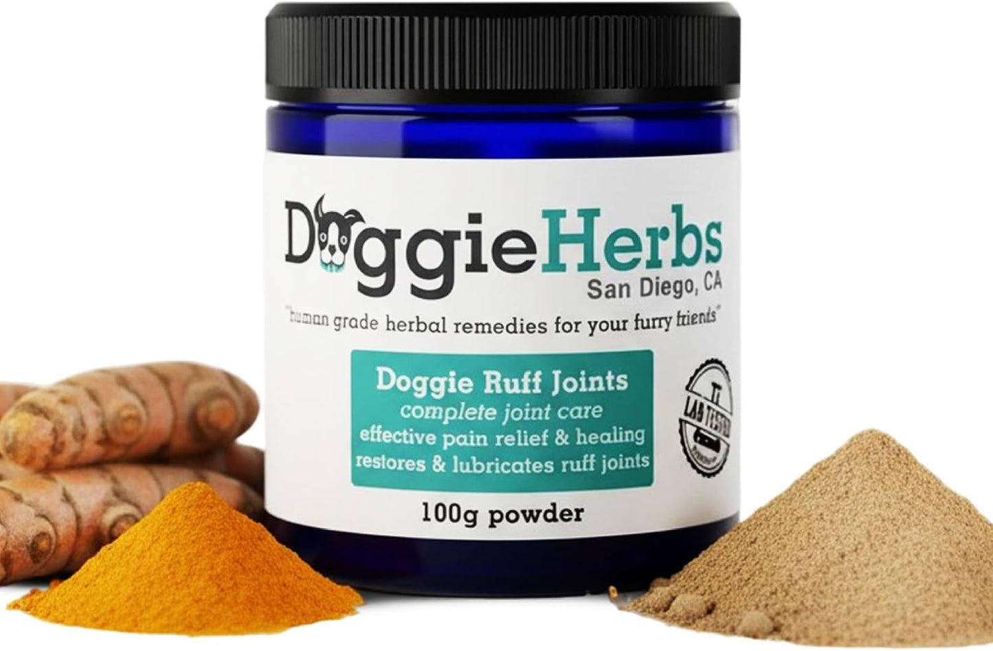 Doggie Herbs Ruff Joints Powder- Advanced Hip & Joint Support for Dogs- Glucosamine, Devil's Claw & Meadowsweet- Mobility & Stiffness Supplement- Pure Active Formula, No Fillers- TCM Doctor Formulated