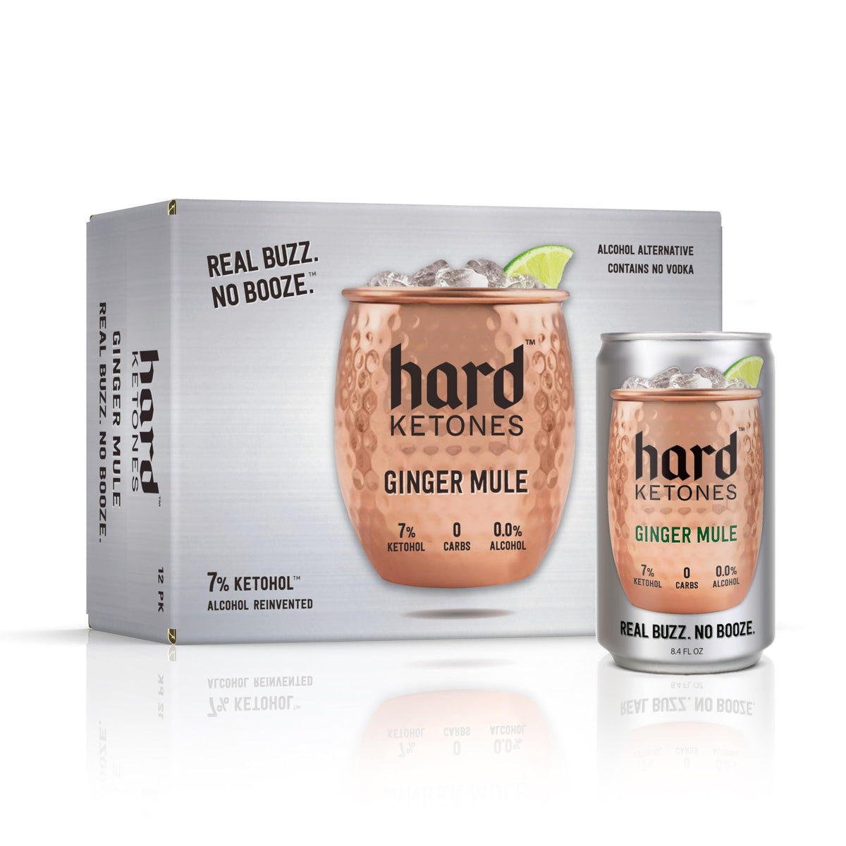 Hard Ketones Ginger Mule | 0.0% Alcohol Alternative with 7% Ketohol | 12 Pack, 8.4 Oz