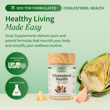 Snap Supplements Cholesterol Health + Blood Sugar Blend Bundle, 60 Vegetarian Capsules Each