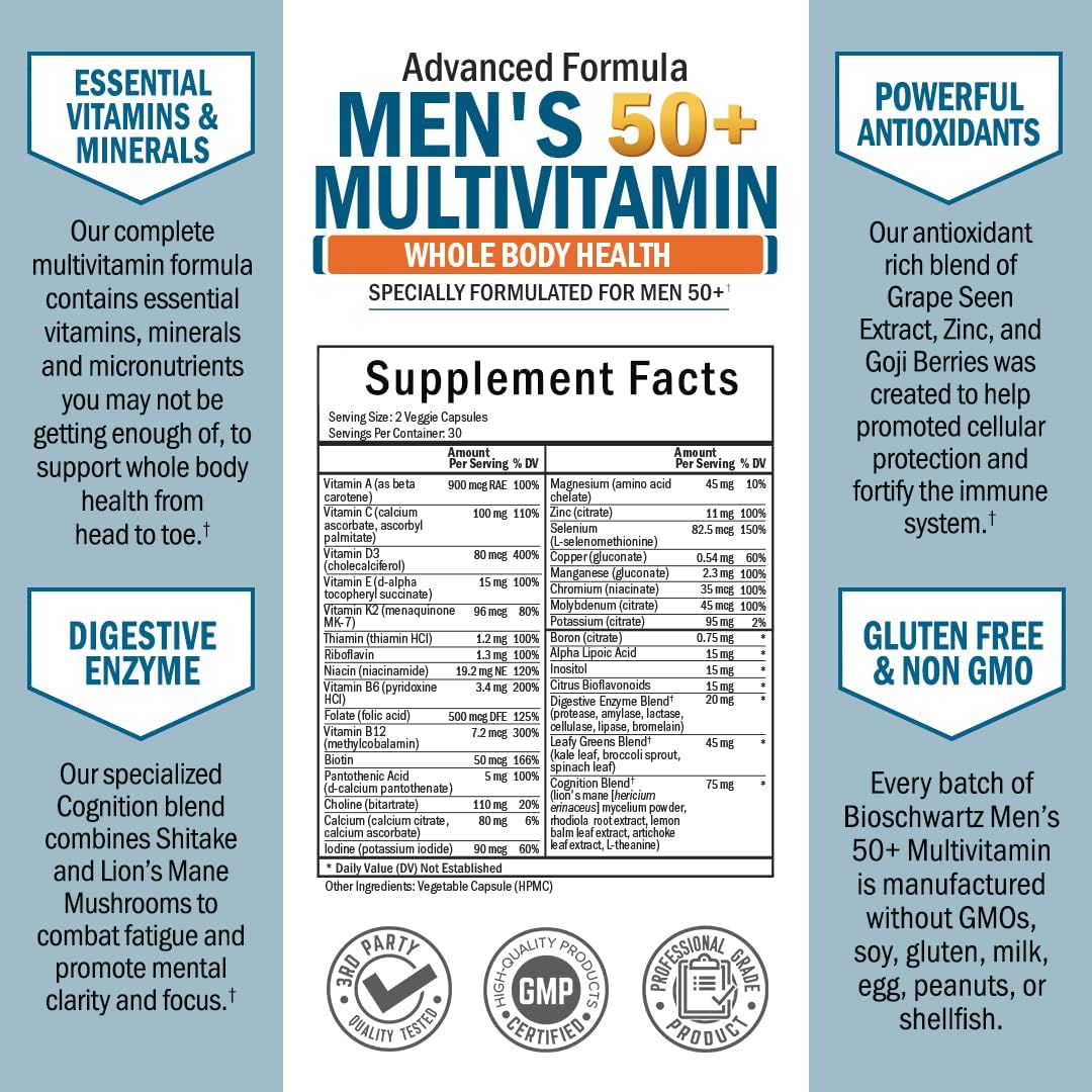 Once Daily Multivitamin for Men 50 and Over - Heart Health Support