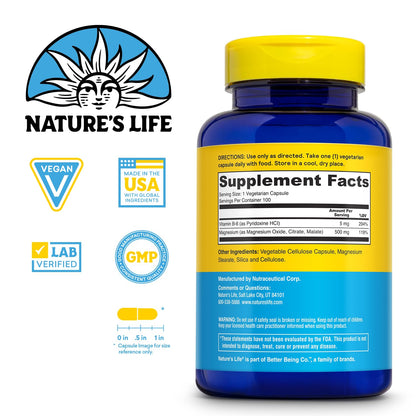 Nature’s Life Renewing Magnesium 500 mg - Magnesium Citrate, Magnesium Malate, Magnesium Oxide Plus Vitamin B-6 - Muscles and Nerves Support - Lab Verified - 275 Servings, 275 VegCaps