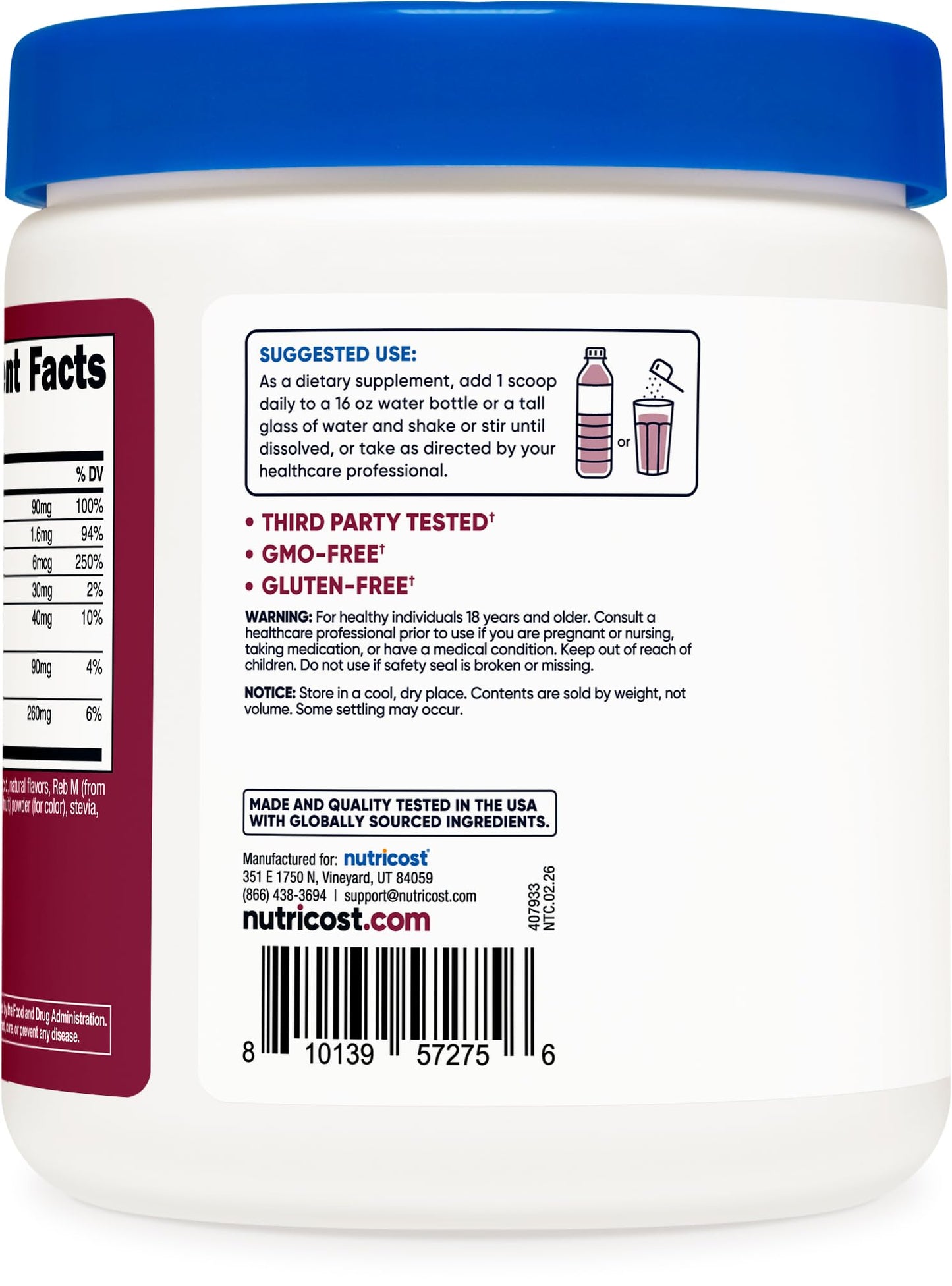 Nutricost Electrolyte Complex Powder (120 Servings, Fruit Punch) | Hydration Supplement Drink Mix with Vitamins and Minerals