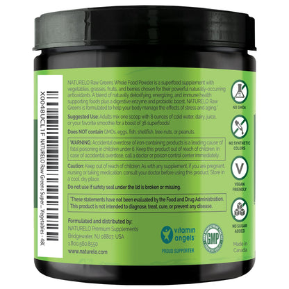 NATURELO Raw Greens Superfood Powder 480 Grams, Mixed Berry - Supports Energy, Immunity and Detox - Includes Spirulina, Wheat Grass and Organic Greens for Whole Food Nutrition