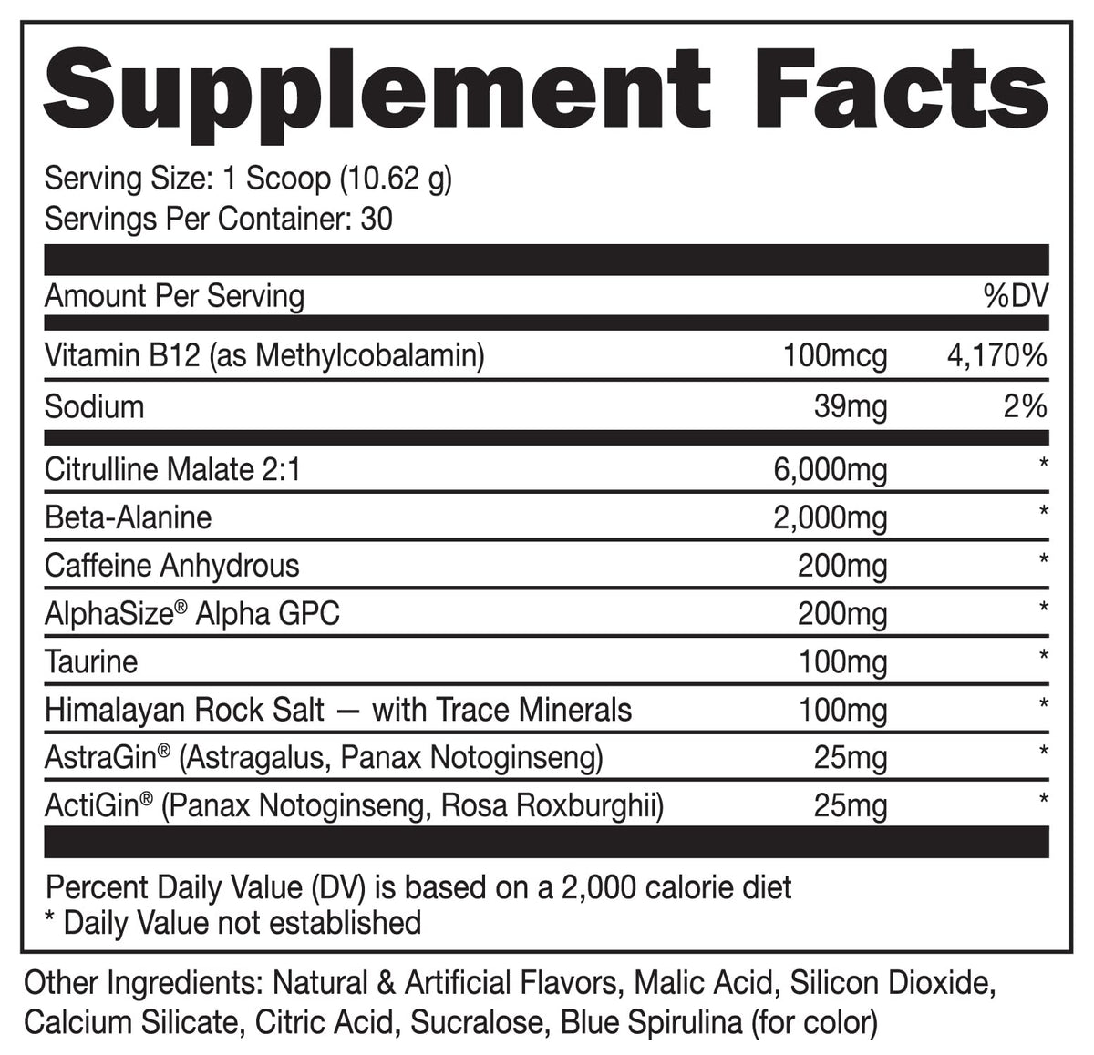 Bucked Up Pre Workout 6 Grams Citrulline, 2 Grams Beta Alanine, and 3 Other Registered