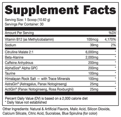 Bucked Up Pre Workout 6 Grams Citrulline, 2 Grams Beta Alanine, and 3 Other Registered