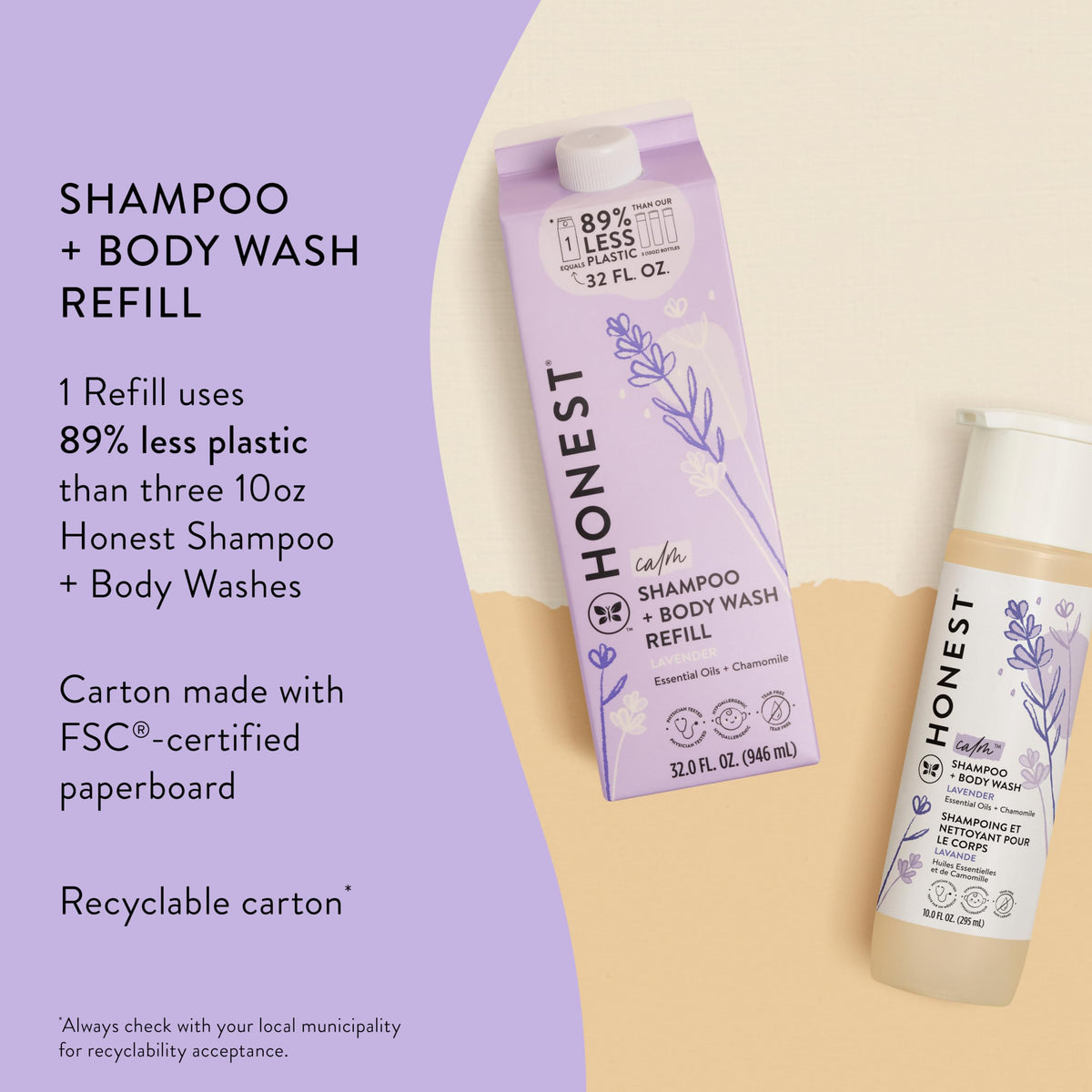 The Honest Company 2-in-1 Cleansing Shampoo + Body Wash Refill Carton | Gentle