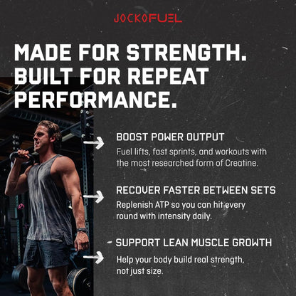 Jocko Fuel Creatine Monohydrate, Pure Micronized Powder for Men & Women, Supports Muscle Growth, Strength, Recovery & Cognition, Unflavored, 450 Grams, 90 Servings