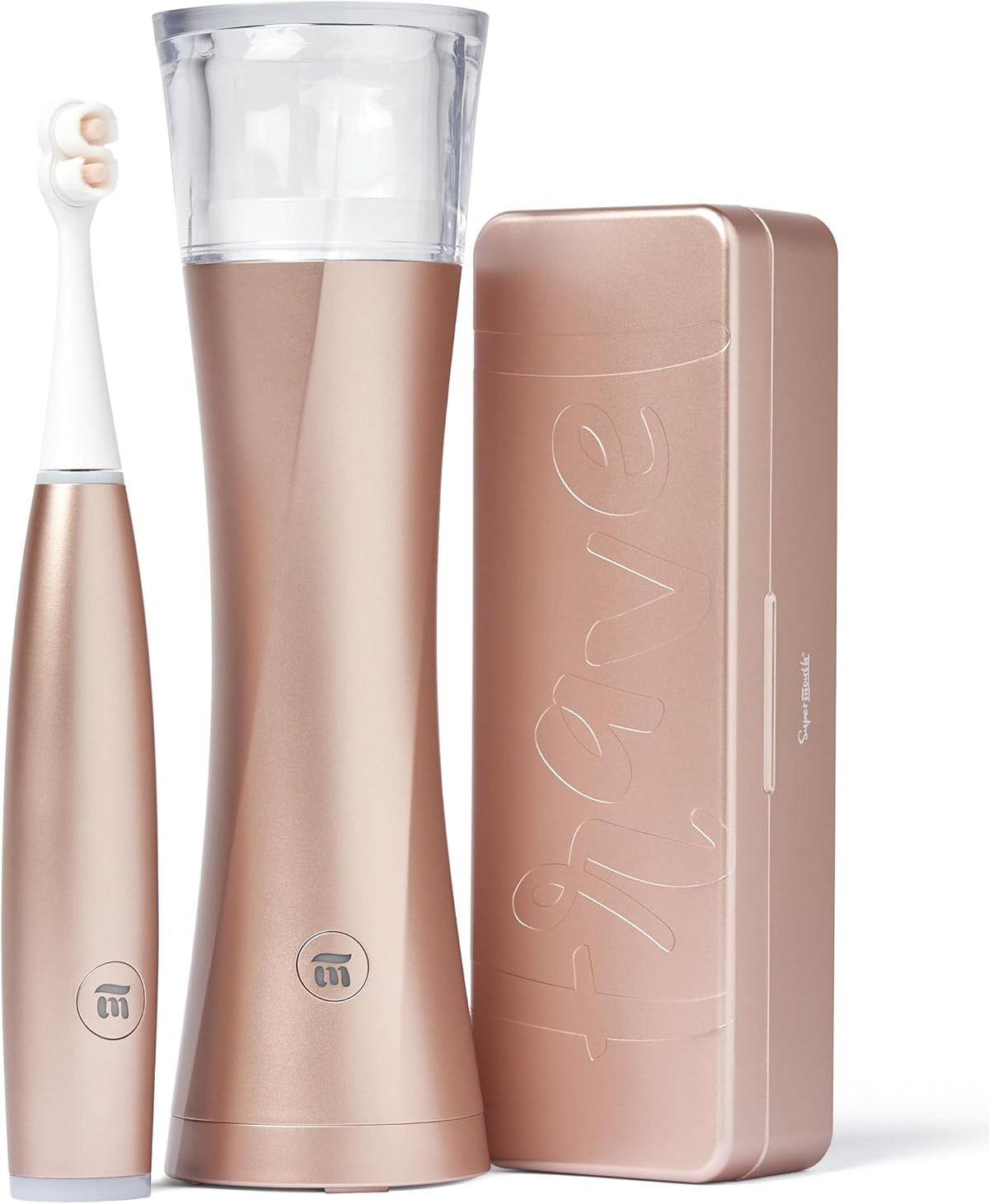 SuperMouth ULTIM8 Sonic Electric Toothbrush Bundle – SmartBrush + SmartHub + SmartCase – Rechargeable Brush – UV Sanitizing & Drying Hub with Wireless Charging – Travel Case with UV Light – Rose Gold