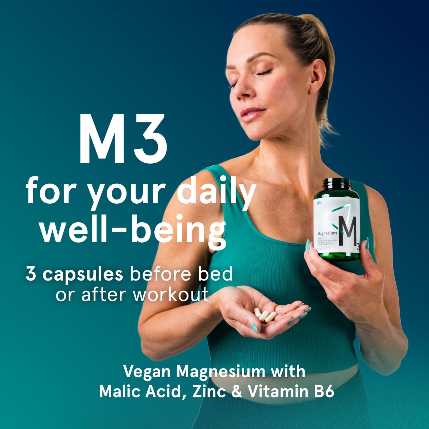 Puori Magnesium Complex Supplement - High Absorption Magnesium Taurinate & Gluconate, Zinc, Vitamin B6 & Malic Acid for Sleep Support, Immune & Bone Health & Muscle Recovery - 120 Vegan Capsules