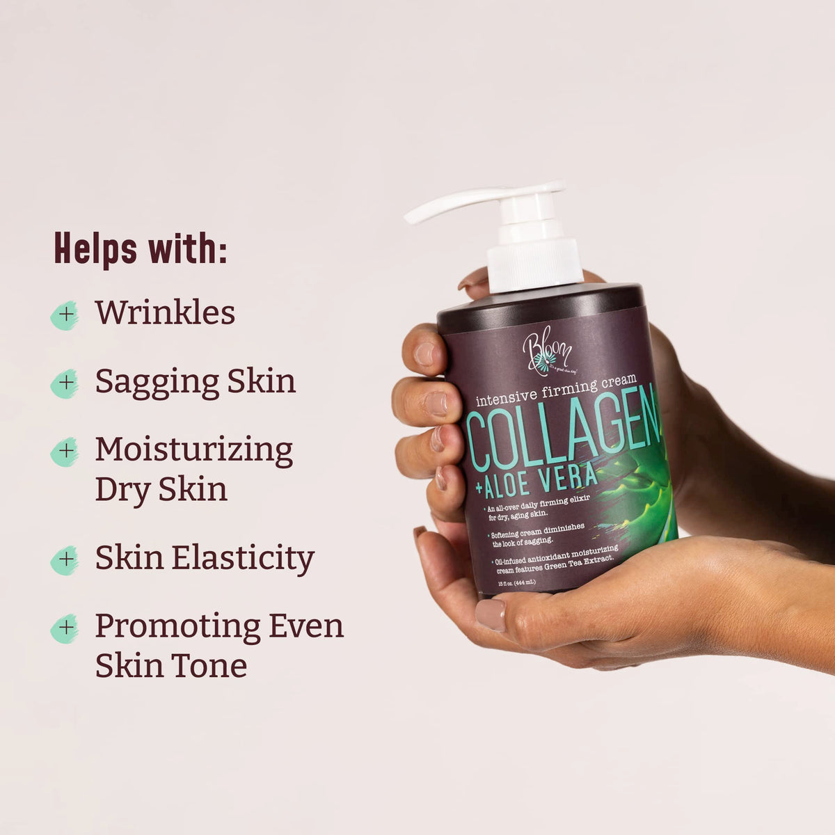 BLOOM Collagen Lotion Skin Care Firming Body Cream, Intensive Anti Aging Moisturizer
