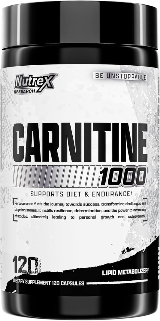 Nutrex Research Lipo-6 L Carnitine 1000mg | Pure L-Carnitine Tartrate Supports Fat Metabolism, Energy, Stimulant Free Weight Management Supplement, Keto Friendly - 120 Capsules