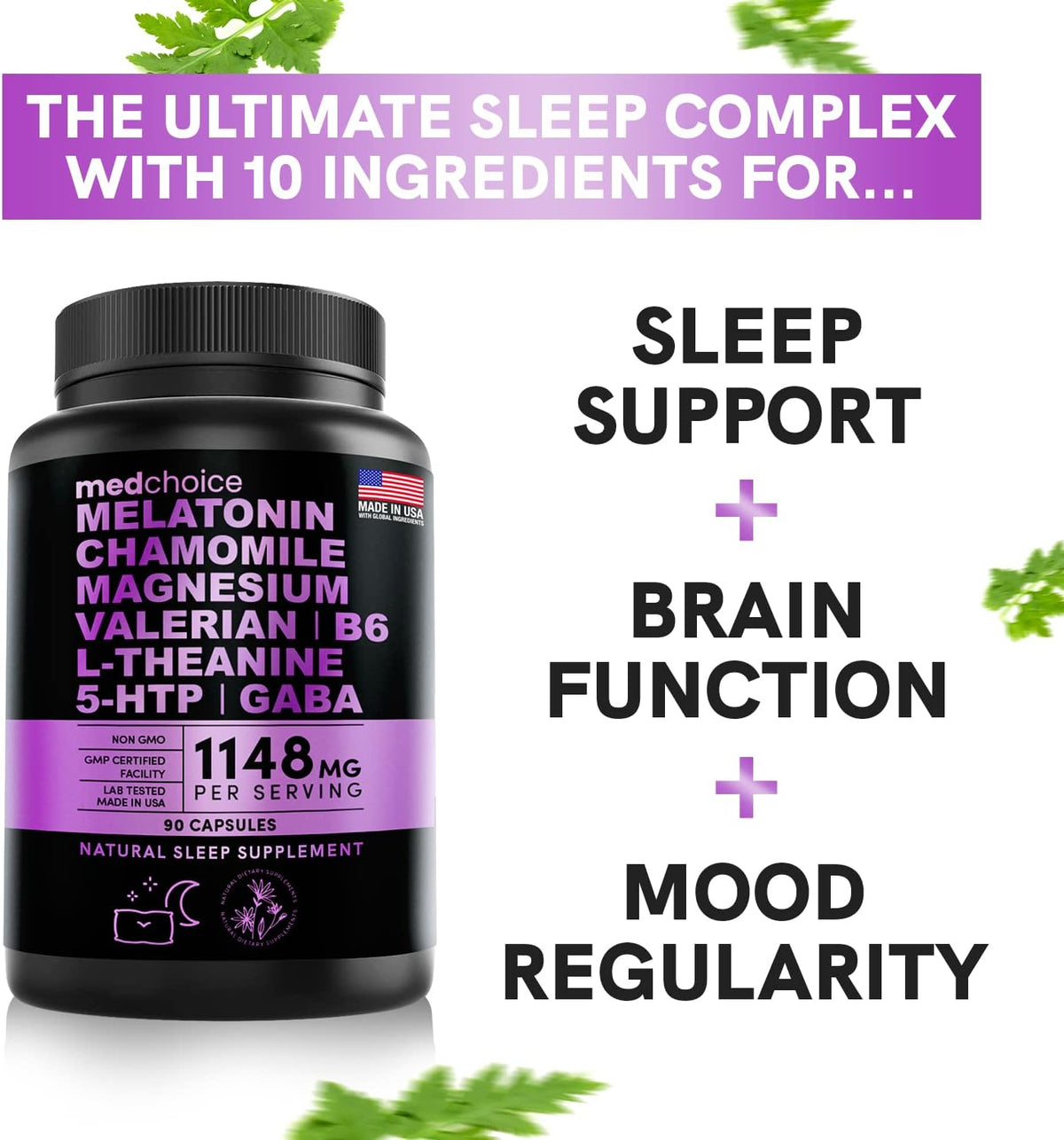MEDCHOICE Turmeric & Ginger (120ct), Sleep Melatonin (180ct), and Nootropic Brain (120ct) Supplement Bundle - Wellness Trio for Brain, Sleep, & Immune Support - Vegan, Non-GMO, Gluten-Free