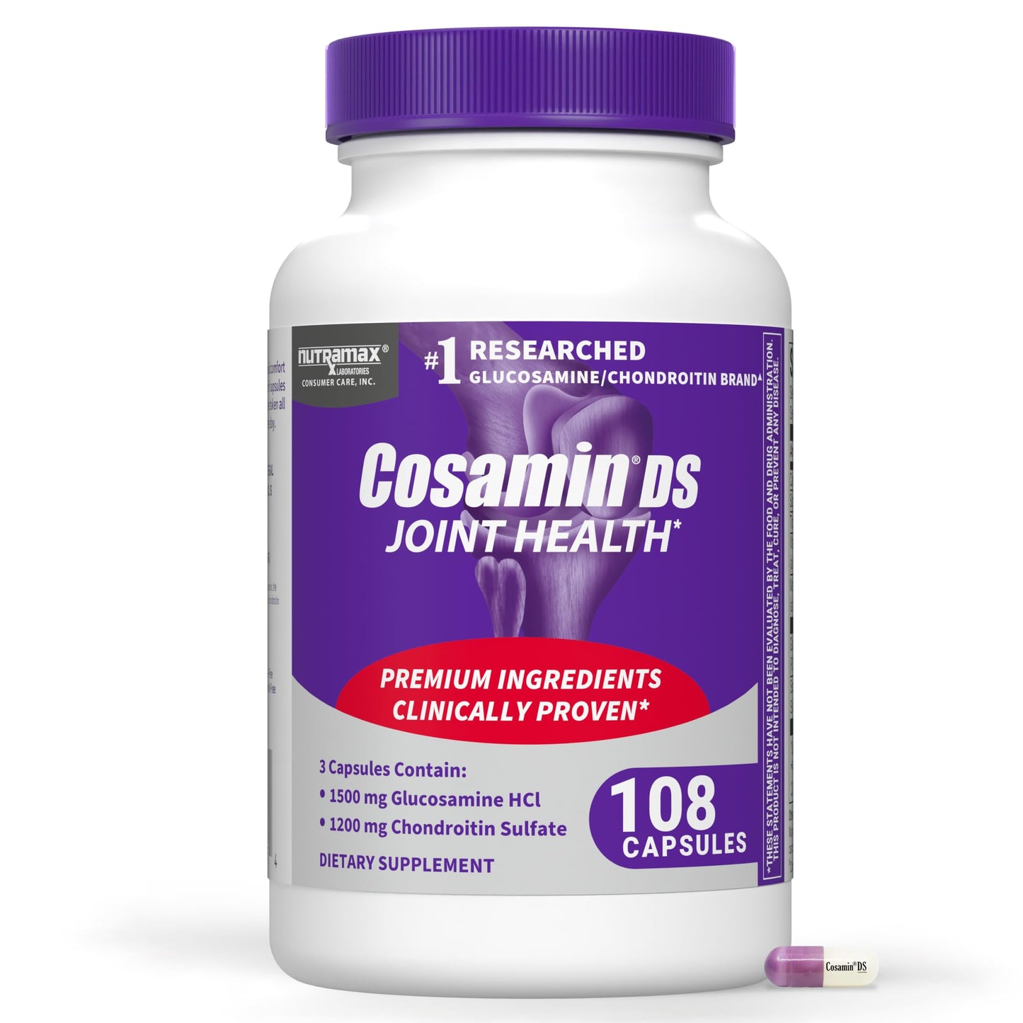Nutramax Cosamin DS Joint Supplement, Glucosamine Chondroitin, 210 Capsules | Clinically Proven in Published Studies, Trademarked Glucosamine and Chondroitin for Joint Support, Third Party Tested